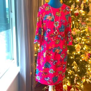 Floral hot pink pencil dress